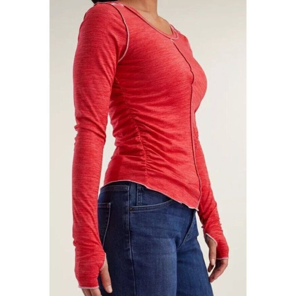 Free People Right On Run Long Sleeve Layer Top Size XS Thumb Holes Winter Berry